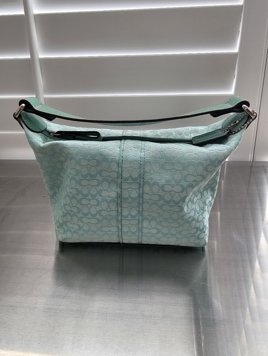Coach Handbags - Coach Mint Green Jacquard Mini Purse